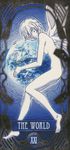  artist_request ayanami_rei card_(medium) highres hug lilith_(ayanami_rei) neon_genesis_evangelion nude scan scan_artifacts solo tarot white_hair wings 