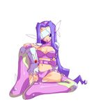  boots digimon digimon_frontier fairymon female girl gloves lingerie purple_hair sonobe_kazuaki underwear 