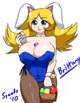  basket blonde_hair blue_eyes breasts bunny_ears bunny_girl bunny_suit bunny_tail bunnygirl bunnysuit easter eggs holiday huge_breasts sh text 