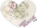  1boy 2008 blonde_hair blood earrings galerians heart jewelry looking_at_viewer lowres nosebleed short_hair simple_background solo valentine white_background 