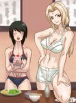  2girls blood bra lingerie multiple_girls naruto panties powudon shizune_(naruto) tsunade yuri 
