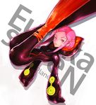  anemone_(eureka_seven) ass bodysuit boyaking eureka_seven eureka_seven_(series) hair_ornament hairclip legs_up pink_eyes pink_hair skin_tight solo 