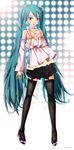  1girl aqua_eyes aqua_hair breasts cleavage dxlsmax_(lizhimin) female full_body hatsune_miku highres jewelry long_hair necklace solo thighhighs twintails very_long_hair vocaloid white_background zettai_ryouiki 