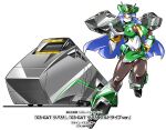  1girl aku_no_onna_kanbu:_perigee_new_moon blue_hair breasts character_name cleavage_cutout clothing_cutout covered_nipples full_body green_headwear green_shirt green_skirt ground_vehicle hand_on_hip kouichi_(kouichi-129) large_breasts long_hair mecha metal_skin multiple_views navel official_art pointing pointing_at_viewer robot shirt simple_background skirt train tsubasa_(aku_no_onna_kanbu) v-fin v-shaped_eyebrows very_long_hair white_background 