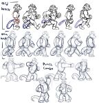 absurd_res anthro biped bottomwear brok_the_investigator clothing concept_art glassesgator hi_res humanoid_hands male mammal multiple_poses murid murine official_art pants pose rat rodent sketch solo squealers_chief walking 