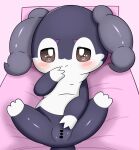  &lt;3 &lt;3_eyes absurd_res anthro azuo blush brown_eyes butt censored female generation_8_pokemon genitals hi_res indeedee looking_at_viewer nintendo plump_labia pokemon pokemon_(species) purple_body pussy solo white_body 