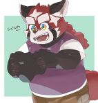  ailurid anthro blush braided_hair braided_ponytail camera fur hair lifewonders male mammal masshiro ponytail red_body red_fur red_panda slightly_chubby solo tokyo_afterschool_summoners zhurong_(tas) 