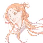  1girl bleach brown_eyes hair_ornament hairpin half_updo inoue_orihime lips long_hair looking_at_viewer open_mouth orange_hair solo teeth twitter_username upper_teeth_only wdberry0715 