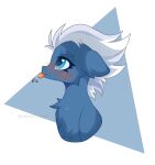  2022 artist_name belkaart0w0 blue_body blue_eyes blue_fur blush chest_tuft digital_drawing_(artwork) digital_media_(artwork) equid equine eyelashes female feral friendship_is_magic fur hair hasbro hi_res horse mammal my_little_pony night_glider_(mlp) pivoted_ears pony profile side_view solo tongue tongue_out triangle_(shape) tuft white_hair 