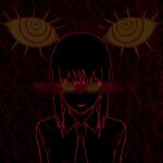  1girl bangs black_background chainsaw_man collared_shirt detached_eyes highres lineart looking_at_viewer makima_(chainsaw_man) medium_hair necktie nickeldoodle ringed_eyes shirt sidelocks simple_background solo yellow_eyes 