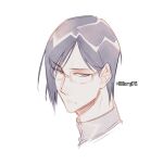  1boy black_hair bleach glasses grey_eyes ishida_uryuu looking_at_viewer male_focus portrait short_hair solo twitter_username wdberry0715 white_background 