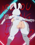  2023 anus big_butt bigdon1992 breasts buckteeth bunny_costume butt clothed clothing collar costume digital_media_(artwork) female five_nights_at_freddy&#039;s five_nights_at_freddy&#039;s:_security_breach genitals hi_res human human_only invader_zim knife long_ears mammal nickelodeon nintendo nintendo_switch not_furry open_mouth patch_(fabric) patreon pussy red_eyes scottgames scream_(films) seam_(sewing) short_tail smile solo stitch_(sewing) tail teeth torn_clothing vanny_(fnaf) whiskers white_body 