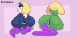  alien all_fours amphibian anal_beads anthro anus axoarts balls blue_body blush blush_lines bodily_fluids digital_media_(artwork) dildo double_dildo duo gaping gaping_anus genitals green_body hand_on_butt hi_res keronian keroro looking_pleasured male on_ground sex_toy sgt._frog spread_anus spreading tamama tears tears_of_pleasure 