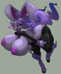  &lt;3 anthro anthrofied bent_over big_breasts big_butt big_ears black_sclera breasts buckteeth butt clothing costume female generation_4_pokemon ghost heart_pasties hi_res huge_breasts hybrid imric1251 lagomorph lopunny mammal nintendo one_eye_closed pasties pokemon pokemon_(species) reverse_bunny_costume small_waist smile solo spiral_pupils spirit teeth wink 