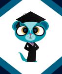  2014 anthro blue_body blue_fur clothing fur graduation_cap graduation_robe hands_behind_back hasbro hat headgear headwear herpestid littlest_pet_shop looking_at_viewer male mammal martianboom mongoose robe smile solo sunil_nevla yellow_eyes 