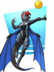  2023 3:4 4_toes 5_fingers absurd_res anthro ball bat clothing digital_media_(artwork) feet female fingers hi_res large_wings mammal mykegreywolf one-piece_swimsuit solo swimwear teeth toes volleyball_(ball) wings 