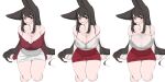  2:1 ahri_(lol) animal_humanoid bare_shoulders big_breasts big_ears black_body black_fur black_hair blush bottomwear bra breasts canid canid_humanoid canine canine_humanoid cleavage clothed clothing eyebrow_through_hair eyebrows facial_markings female fox_humanoid fur hair head_markings hi_res high-angle_view huge_breasts humanoid inner_ear_fluff league_of_legends long_hair looking_at_viewer mammal mammal_humanoid markings miniskirt multiple_images riot_games shirt simple_background sitting skirt smile solo teeth thick_thighs toothy_smile topwear translucent translucent_clothing translucent_hair translucent_shirt translucent_topwear tuft underwear white_background white_body white_skin wide_hips yabby yellow_eyes 
