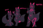  2023 4_fingers 4_toes :&lt; :3 ahoge anthro arm_markings belly belly_markings big_breasts biped black_background black_body black_ears black_fur black_hair black_nose black_pupils black_sclera black_tail blep breast_size_difference breasts canid canine cheek_markings chest_markings chest_tuft chinese_text cigarette claws colored countershade_face countershade_fur countershade_hands countershade_legs countershade_torso countershading crotch_tuft devil_horns_(gesture) digital_media_(artwork) dipstick_tail eyelashes eyewear facial_markings featureless_breasts feet female finger_claws fingers fluffy fluffy_tail fox front_view full-length_portrait fur gesture glasses glowing glowing_body glowing_eyes glowing_fur glowing_markings glowing_pawpads glowing_sword glowing_tongue glowing_weapon grey_body grey_countershading grey_fur grey_tail grey_tail_tip group hair head_markings hi_res highlights_(coloring) hindpaw holding_cigarette holding_object holding_sword holding_weapon inner_ear_fluff kemono kneeling leg_markings long_hair looking_at_viewer mammal markings medium_breasts melee_weapon monotone_ears multicolored_body multicolored_fur multicolored_hair multicolored_tail naturally_censored navel nude pawpads paws pink_body pink_claws pink_eyes pink_fur pink_hair pink_highlights pink_inner_ear pink_inner_ear_fluff pink_markings pink_pawpads pink_tongue portrait pupils simple_background sitting small_breasts smile standing sword tail tail_markings text three-quarter_view toe_claws toes tongue tongue_out translation_request trio tuft two_tone_hair two_tone_tail weapon zansetsu 