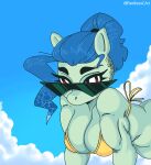  anthro bikini bikini_top clothing equid equine eyewear fan_character female hair hasbro hi_res horse mammal muscular my_little_pony panthera_cantus pony sky solo sunglasses swimwear yellow_bikini yellow_bikini_top yellow_clothing yellow_swimwear 