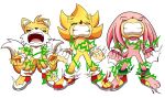  absurd_res anthro bare_hands barefoot canid canine clothing domestic_maid echidna electric_shock electricity electrocution eulipotyphlan eyes_closed feet fox group hedgehog hi_res knuckles_the_echidna male mammal miles_prower monotreme pain powering_up sega sonic_the_hedgehog sonic_the_hedgehog_(series) super_form super_knuckles super_sonic super_tails torn_clothing trio yelling 