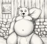  anthro armpit_hair bath bathroom bear belly big_belly big_breasts body_hair breasts daddy_kink father father_and_child father_and_son jebbthefoxy male mammal overweight overweight_male parent parent_and_child shy solo son 