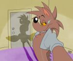  absurd_res bedroom_eyes big_penis canid canine clothing doodledoggy fox genitals grin hair hi_res huge_penis hyper hyper_genitalia hyper_penis jacket jacket_only mammal narrowed_eyes penis penis_shadow rexouium seductive selfie shadow smile spiky_hair toonkind toony topwear 