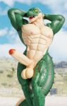 2023 3d_(artwork) abs anthro balls biceps big_balls big_muscles big_penis blurred_background cloud connivingrat crocodile crocodilian crocodylid day digital_media_(artwork) erection foreskin front_view genitals hands_behind_head helm_(connivingrat) hi_res huge_balls huge_muscles huge_penis humanoid_genitalia humanoid_penis long_penis looking_at_viewer male muscular muscular_anthro muscular_male navel nipples non-mammal_balls non-mammal_nipples nude obliques open_mouth open_smile outside pecs penis presenting presenting_penis quads reptile saggy_balls scales scalie seductive smile solo standing teeth thick_penis tongue vein 