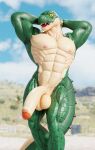  2023 3d_(artwork) abs anthro balls biceps big_balls big_muscles big_penis blurred_background cloud connivingrat crocodile crocodilian crocodylid day digital_media_(artwork) flaccid foreskin front_view genitals hands_behind_head helm_(connivingrat) hi_res huge_balls huge_muscles huge_penis humanoid_genitalia humanoid_penis long_penis looking_at_viewer male muscular muscular_anthro muscular_male navel nipples non-mammal_balls non-mammal_nipples nude obliques open_mouth open_smile outside pecs penis presenting presenting_penis quads reptile saggy_balls scales scalie seductive smile solo standing teeth thick_penis tongue 