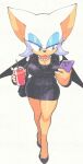  2023 anthro bat beverage breasts cellphone cleavage clothed clothing container cup eyeshadow female footwear fur hi_res holding_cellphone holding_container holding_cup holding_object holding_phone inkerton-kun jewelry lipstick makeup mammal necklace phone rouge_the_bat sega simple_background solo sonic_the_hedgehog_(series) suit tan_body tan_skin white_background white_body white_fur wings 