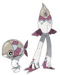  animal_focus black_eyes bright_pupils closed_mouth commentary english_commentary fakemon fish full_body highres legs no_humans pokemon simple_background standing weber_(webberwithoneb) white_background white_pupils 