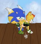  anus balls bodily_fluids butt butt_grab canid canine cum cum_on_ground ejaculation fox genital_fluids genitals hand_on_butt handjob hi_res knot knot_squeeze mammal mangey miles_prower nedrik outside outside_sex penile sega sex sonic_prime sonic_the_hedgehog sonic_the_hedgehog_(series) yellow_anus 