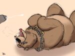  2023 anthro baby_bear_(puss_in_boots) bear belly big_belly bodily_fluids cum debudraws ejaculation genital_fluids genitals hi_res lying male mammal overweight penis puss_in_boots_(film) puss_in_boots_the_last_wish solo_focus tongue tongue_out 