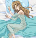  1girl bed blush breasts brown_hair eyes_closed female hayate_no_gotoku! legs long_hair maria maria_(hayate_no_gotoku!) nipples nude nude_filter open_mouth photoshop sleeping solo thighs 