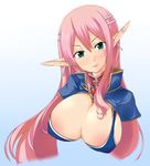  bad_id bad_pixiv_id breasts earrings elf green_eyes huge_breasts itou_ayachi jewelry myuria_tionysus pink_hair pointy_ears solo star_ocean star_ocean_the_last_hope tattoo 