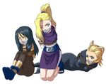  3girls blonde_hair bondage crossover girl hyuuga_hanabi kingdom_hearts larxene naruto one_eye_closed take_your_pick tapegag yamanaka_ino 