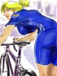  ass bicycle blonde_hair blue_eyes bodysuit breasts latex metroid nintendo ponytail sai_hate samus_aran zero_suit 