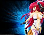  blush breasts cleavage gun himeki_luna red_hair smile vanguard_princess weapon 