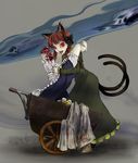  an'yu animal_ears bad_end bad_id bad_pixiv_id blood cat_ears cat_tail guro hair_ribbon highres horror_(theme) kaenbyou_rin kirisame_marisa multiple_girls multiple_tails red_eyes red_hair ribbon tail touhou wheelbarrow 