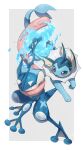  2_toes 3_toes absurd_res ambiguous_gender black_eyes black_nose blue_arms blue_body blue_legs blue_paws blue_tail colored digital_media_(artwork) digital_painting_(artwork) dorsal_fin duo eeveelution elemental_manipulation feet feral fin forked_tail generation_1_pokemon generation_6_pokemon greninja hi_res long_tongue looking_at_another looking_at_partner looking_at_viewer membrane_(anatomy) multicolored_body nintendo nullma open_mouth pink_tongue pokemon pokemon_(species) quadruped red_eyes ridges signature small_nose tail toes tongue two_tone_body unusual_anatomy unusual_tail vaporeon water water_manipulation water_shuriken webbed_feet white_fin yellow_chest 