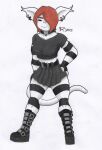  anthro clothing collar demonia_boots domestic_cat felid feline felis female goth hi_res mammal remaninglife sally_(remaninglife) solo traditional_media_(artwork) 
