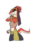  anthro bandage clothed clothing drauk ever_oasis female jewelry looking_at_viewer miura nintendo simple_background smile smiling_at_viewer solo stretching tagme vagoncho 