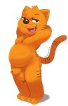  anthro black_highlights domestic_cat eyebrows felid feline felis foreskin fur genitals heathcliff heathcliff_and_the_catillac_cats hi_res highlights_(coloring) lambent male mammal orange_body orange_fur penis raised_eyebrow smile smiling_at_viewer solo 