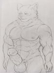  5_fingers abs absurd_res anthro balls big_biceps big_muscles big_pecs big_penis blush bodily_fluids bulge canid canine canis condom erection fingers genitals hi_res humanoid humanoid_genitalia humanoid_penis ichinoseura looking_pleasured male mammal muscular muscular_anthro muscular_male muscular_thighs nipples nude pecs penile penis pubes sexual_barrier_device solo solo_focus sweat thick_thighs vein veiny_penis wolf 