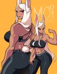  absurd_res animal_humanoid big_butt bottomwear bra breasts butt clothing eyelashes female flexing hair hi_res humanoid lagomorph lagomorph_humanoid leporid_humanoid long_ears long_eyelashes mammal mammal_humanoid miruko moiyablochki_(artist) muscular muscular_female muscular_humanoid my_hero_academia pants rabbit_humanoid short_tail simple_background solo tail tanned_skin tight_bottomwear tight_clothing tight_pants underwear white_hair yellow_background yoga_pants 