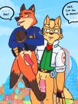  absurd_res animal_genitalia animal_penis anthro black_nose canid canine canine_genitalia canine_penis canis claws clothing cuff_(restraint) dialogue disney duo erection feet fingers forced fox fox1874 fox_mccloud fur genitals green_eyes hair hi_res hindpaw humanoid_genitalia humanoid_hands male male/male mammal nick_wilde nintendo orange_body orange_eyes orange_tail paws penis police_uniform pose red_body red_fur red_tail restraints shackles star_fox tail toes tongue tongue_out uniform zootopia 