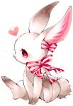  animal_focus blush blush_stickers bow closed_mouth commentary_request full_body heart highres mofu_(moffuri_sippo) no_humans original own_hands_together rabbit red_bow red_eyes simple_background sitting striped striped_bow white_background 