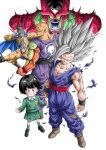  1girl 5boys angry antennae biceps black_footwear black_hair black_sash black_wristband blue_cape blue_tongue boots brown_footwear buttons cape cell_max child clenched_hands closed_mouth collared_shirt colored_skin colored_tongue commentary_request double-breasted dougi dragon_ball dragon_ball_super dragon_ball_super_super_hero father_and_daughter female_child frown full_body gamma_1 gamma_2 gohan_beast green_eyes green_skin green_skirt green_socks green_sweater grey_hair highres jacket kindergarten_uniform long_sleeves looking_at_viewer looking_back multiple_boys muscular muscular_male namekian no_eyebrows open_mouth orange_piccolo orange_skin outstretched_arm pan_(dragon_ball) pants pectorals piccolo pointy_ears red_cape red_eyes red_sash sash school_uniform scratches serious shirt shoes short_hair simple_background skirt smile socks son_gohan spiked_hair standing sweater teeth tongue torn_clothes upper_body v-shaped_eyebrows white_background white_shirt wing_collar wristband yellow_eyes yellow_jacket yellow_pants youngjijii 