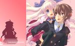  flyable_heart ito_noizi katsuragi_shou minase_sakurako seifuku thigh-highs unisonshift wallpaper 