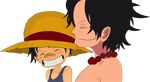  absurdres bandaid beads black_hair closed_eyes grin hat highres male_focus monkey_d_luffy multiple_boys one_piece portgas_d_ace smile straw_hat transparent_background 