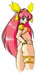  armor bikini_armor blue_eyes blush female hanasaki_momoko hip jyb long_hair pink_hair ribbon very_long_hair wedding_peach 